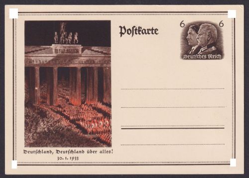 Deutsches Reich Luxus Ganzsache Deutschland über alles Brandenburger Tor