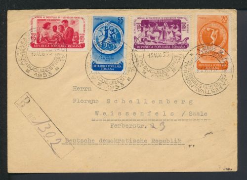 Rumänien Europa Sport R-Brief Briefmarken Studenten Spiele 1953