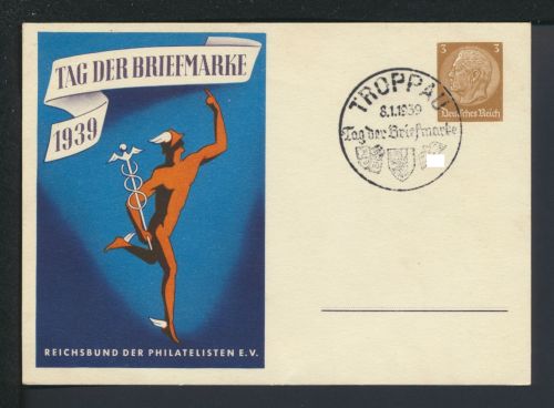 Deutsches Reich Privatganzsache Philatelie selt. SST Troppau Sudetenland Tag der