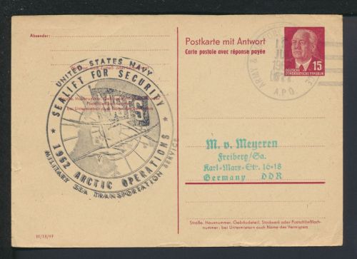 Pieck Frage Ganzsache DDR selt. SST Sealift for Security 1962 Freiberg Sachsen
