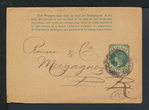Britische Kolonien Ganzsache Trinidad Übersee Streifband Queen Victoria