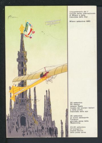 Flugpost Brief Air Mail Italien tolle Flugkarte Domodossola Mailand +sehr schöne