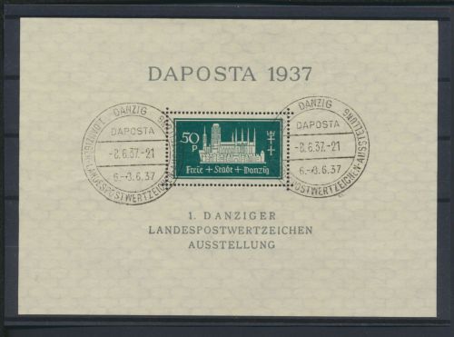 Danzig Block 1 a DAPOSTA Philatelie Ausstellung gestempelt 8.6.1937 Kat 60,00