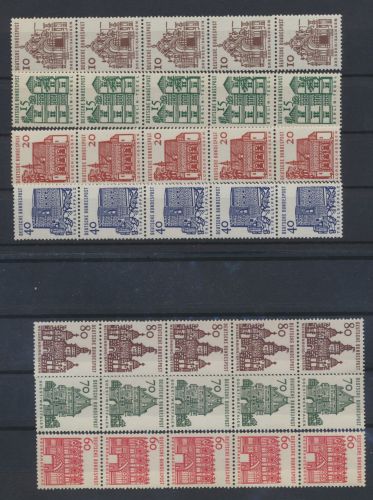 Bund Bauerke 454-461 R Rollenmarke 5er Streifen postfrisch MNH Kat 217,00