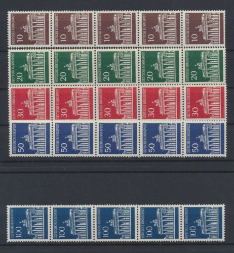 Bund 506-510 v R Rollenmarke glänzende Gummierung postfrisch MNH Kat 127,00