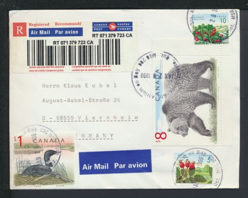 Flugpost R-Brief Air Mail Don Mills Ontario Kanada Übersee Viernheim Hessen