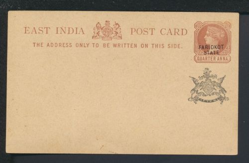 Ganzsache Faridkot Indien Übersee Postkarte Blanko