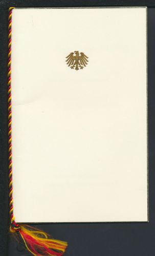 Politik Menukarte Abendessen des Bundespräsidenten Schloß Bellevue Berlin 1983