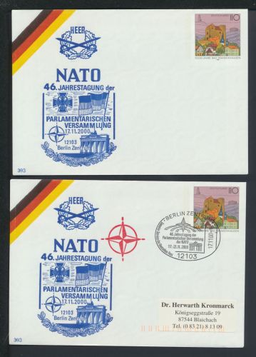 2x Ganzsache Deutschland Berlin Blaichach Bayern Lot Politik NATO Jahrestagung