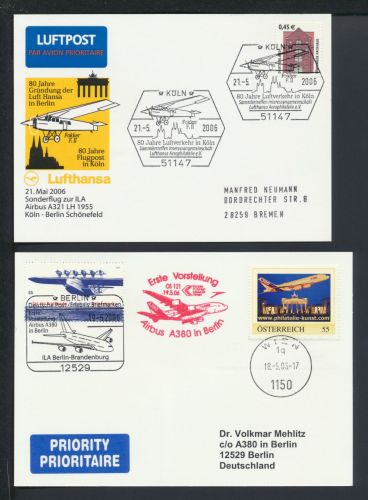Flugpost Brief Air Mail Lot Flugpost 4 Karten Briefe Österreich Deutschland