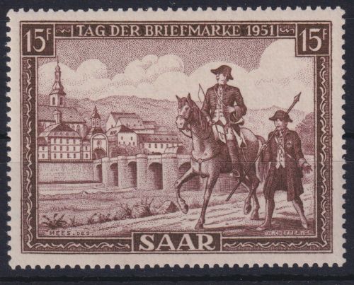 Saarland 305 Tag der Briefmarke 1951 Luxus postfrisch MNH Kat.-Wert 12,00