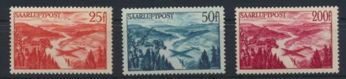 Saarland 252-254 Wiederaufbau Flugpost Höchstwerte Luxus postfrisch MNH Kat 47,-