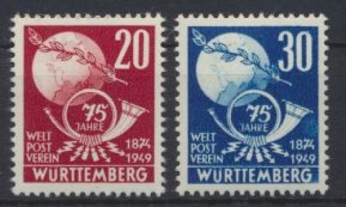 Franz. Zone Württemberg 51-52 UPU Weltpostverein 1949 Luxus postfrisch Kat 16,-