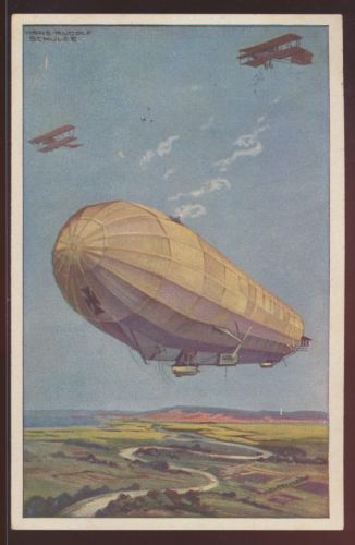 Zeppelin Ansichtskarte I. WK Flugpost Luftflotten-Verein Künstlerkarte Schulze