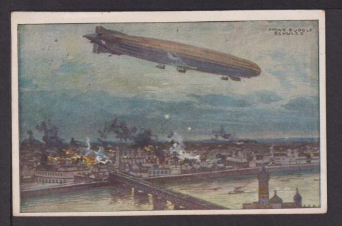 Zeppelin Ansichtskarte I. WK Flugpost Luftflotten-Verein Künstlerkarte Schulze