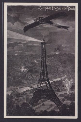 Ansichtskarte Flugzeug über Paris Eifelturm Frankreich Deutscher Luftflotten