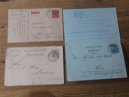 Deutsches Reich Stempel Sammlung auf 17 Ganzsachen ca. 1886-1933 plus ungebr.