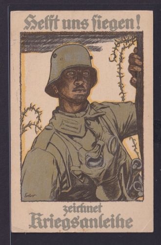 Ansichtskarte Feldpost 1. Weltkrieg Helft uns siegen zeichnet Kriegsanleihe