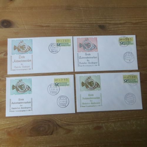 Bund Sammlung ATM Automatenmarken auf Brief FDC 14 Stück 1981 Ersttag und zwar