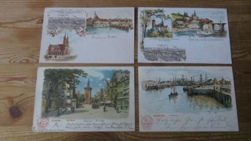 Litho Ansichtskarten Sammlung Topographie Reklame Hoffmann Stärke Bad Salzuflen