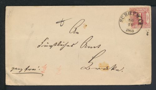 Altdeutschland Thurn & Taxis Brief EF 29 K1 Schoetmar Lippe 30.10.1865