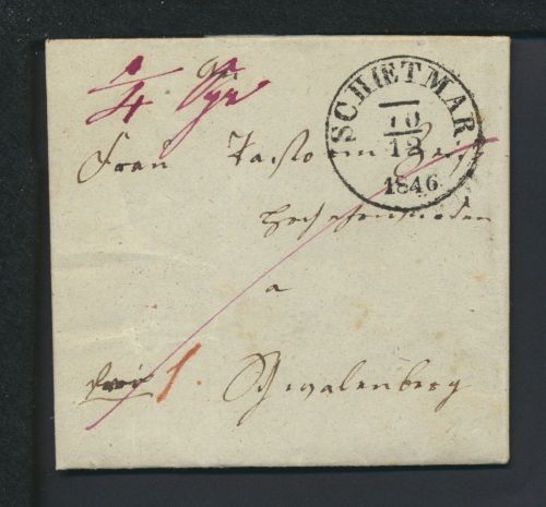 Altdeutschland Thurn & Taxis Vorphila Brief K1 Schoetmar Lippe nach Schwalenberg