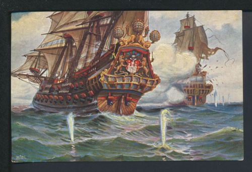 Ansichskarte Schiffe Schifffahrt Hamburg Konvoischiff 17 Jahrhundert Marine