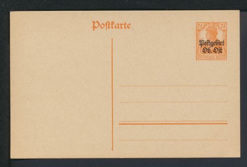 Besetzung Poniewiez I. Weltkrieg Postgebiet Oberbefehlshaber Ost Ganzsache