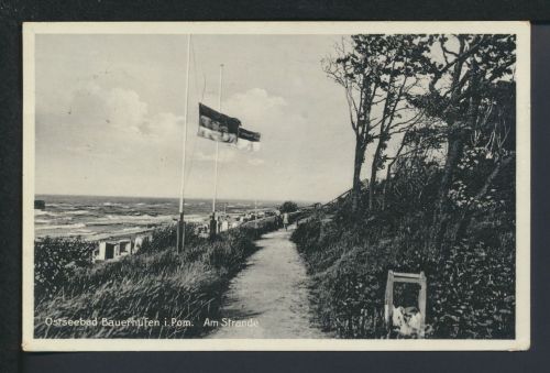Ansichtskarte Bauerhufen Kr. Köslin Koszalin Ostgebiete Polen Pommern Kirchturm