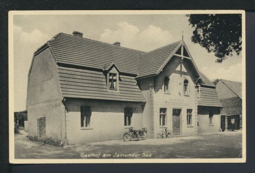 Ansichtskarte Wusseken Osieki Ostgebiete Polen Pommern Gasthof am Jamunder See