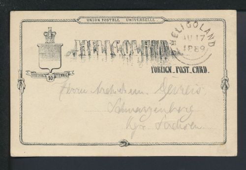 Altdeutschland Helgoland Ganzsache P 6 17.8.1889 nach Schwarzenberg Sachsen