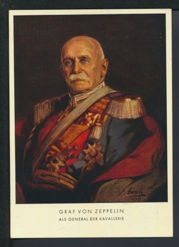 Deutsches Reich Flugpost 669-670 auf Ansichtskarte Graf Zeppelin General der