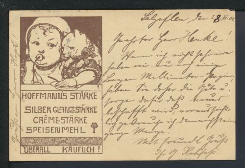 Deutsches Reich Reklame Privatganzsache Hoffmann Stärke mit der Katze