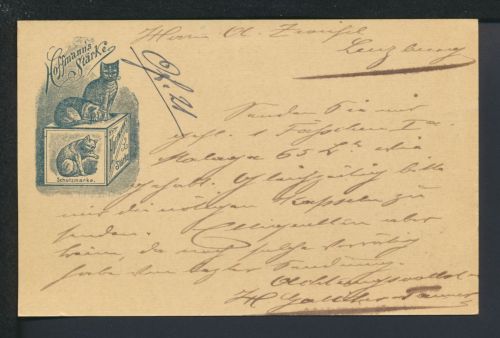 Schweiz Reklame Privatganzsache Hoffmann Stärke mit der Katze Richterswil nach