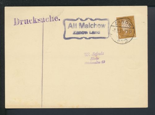 Deutsches Reich Altmalchow Zanow Pommern Ostgebiete Polen Landpoststempel