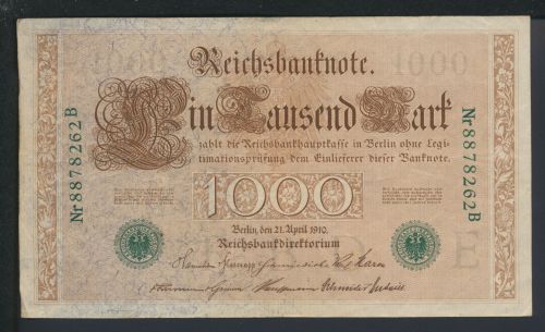 Kaiserreich Geldschein Banknote Reichsbanknote Deutsches Reich 1000 Reichsmark