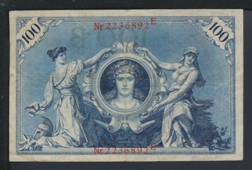 Kaiserreich Geldschein Banknote Reichsbanknote Deutsches Reich 100 Reichsmark