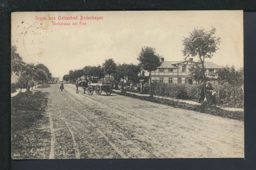 Ansichtskarte Bodenhagen Bagicz Ostgebiete Polen Pommern Dorfstraße Berlin