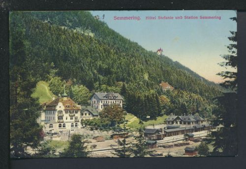 Bahnhof Ansichtskarte Semmering Österreich Hotel Stefanie und Station