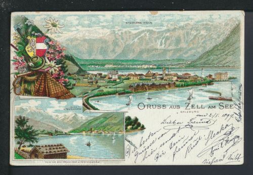 Sehr schöne Litho Ansichtskarte Zell am See Österreich Maxdorf Rheinland-Pfalz selt.