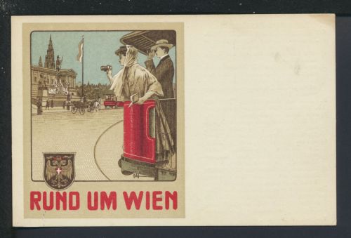 Tolle Art Deco Litho Ansichtskarte Wien Österreich Salonwagen Rundfahrten Kunst