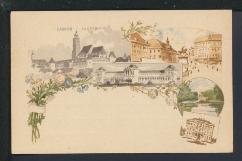 Ungarn Litho Ganzsache Ansichtskarte Zagreb Kroatien Ungarische Post