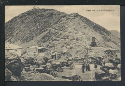Ansichtskarte Stilfserjoch Südtirol Italien Auto Oldtimer PferdekutschenBergsteigen
