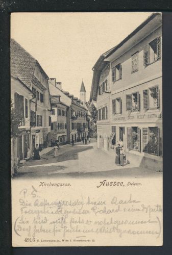 Ansichtskarte Aussee Steiermark Österreich Kirchengasse Leipzig Sachsen 1907