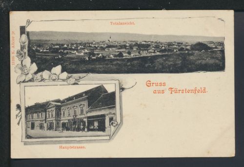 Jugendstil Ansichtskarte Fürstenfeld Österreich Totalansicht Hauptstrasse
