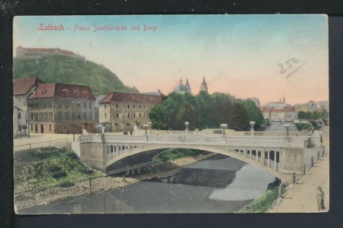 Ansichtskarte Laibach Ljubljana Slowenien Franz Josefsbrücke und Burg