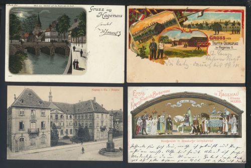 Hagenau im Elsass Sammlung von 4 alten Ansichtskarten aus Nachlass