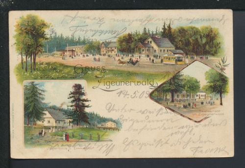 Litho Ansichtskarte Bielitz Schlesien Zigeunerwald Bielsko Polen Restaurant