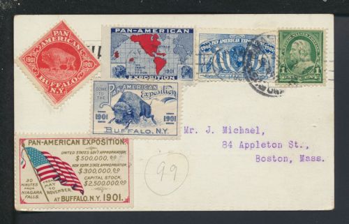 Ansichtskarte Buffalo USA Ellicot Square Boston Ausstellung schön mit div. Vignetten