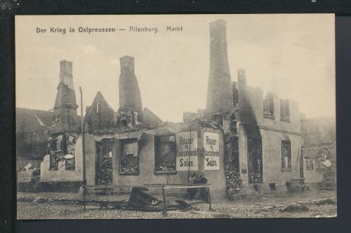 Ansichtskarte Allenburg Ostpreussen Krieg Markt Ostgebiete